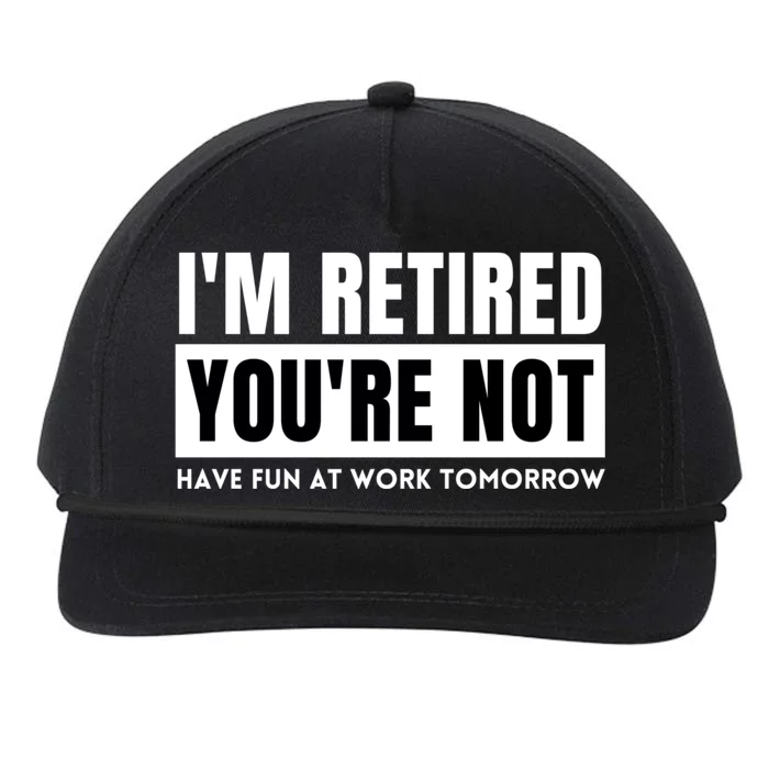 Retirement Gift For Retired Retirement Gift Funny Retirement Snapback Five-Panel Rope Hat