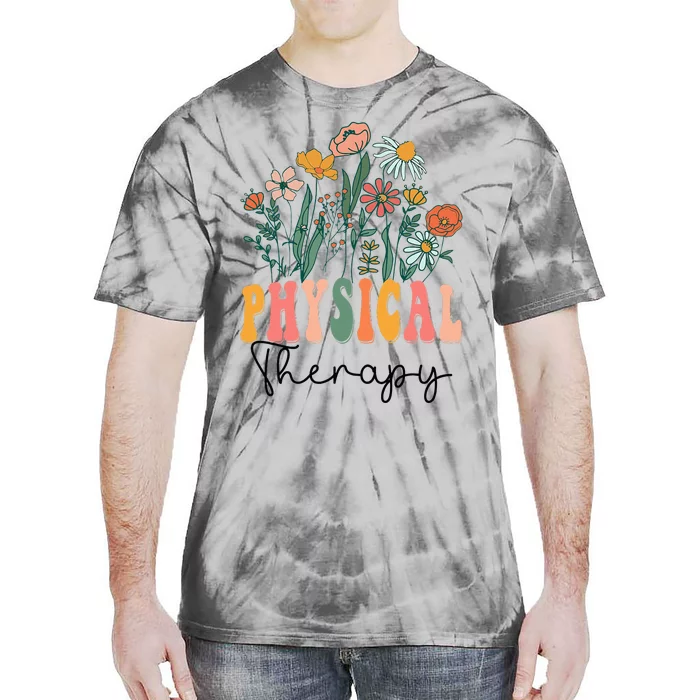 Retro Groovy Floral Physical Therapy Wildflower Tie-Dye T-Shirt