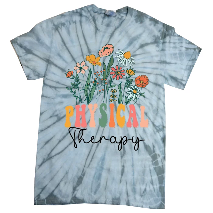 Retro Groovy Floral Physical Therapy Wildflower Tie-Dye T-Shirt