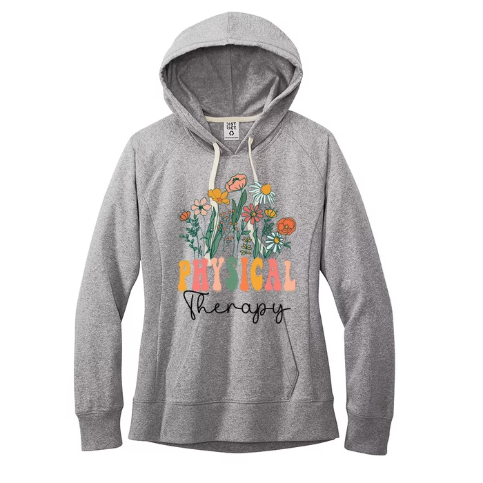 Retro Groovy Floral Physical Therapy Wildflower Women's Fleece Hoodie