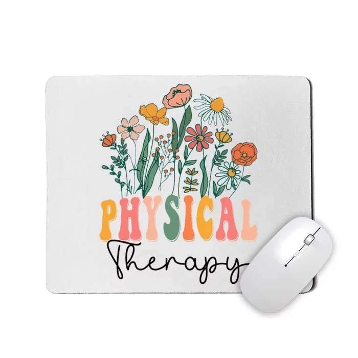 Retro Groovy Floral Physical Therapy Wildflower Mousepad