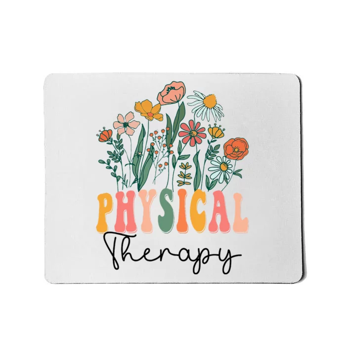 Retro Groovy Floral Physical Therapy Wildflower Mousepad