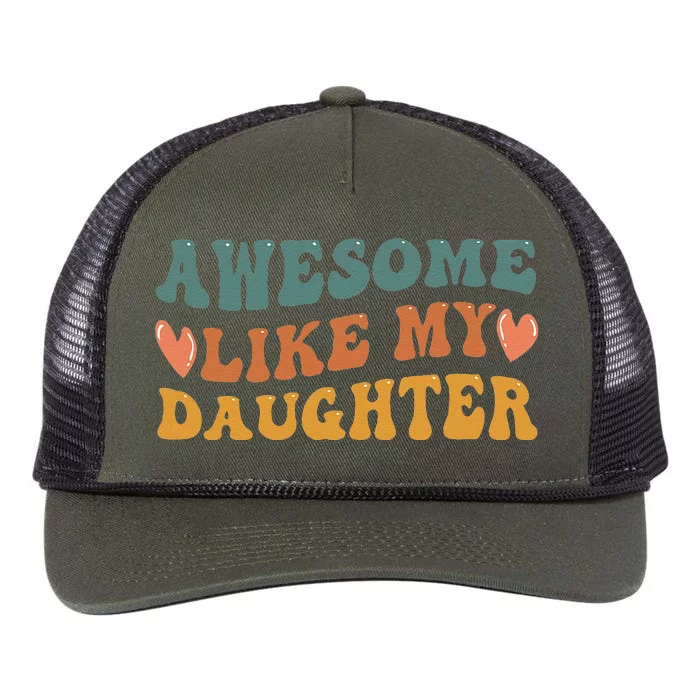 Retro Groovy Fathers Day Awesome Like My Daughter Retro Rope Trucker Hat Cap