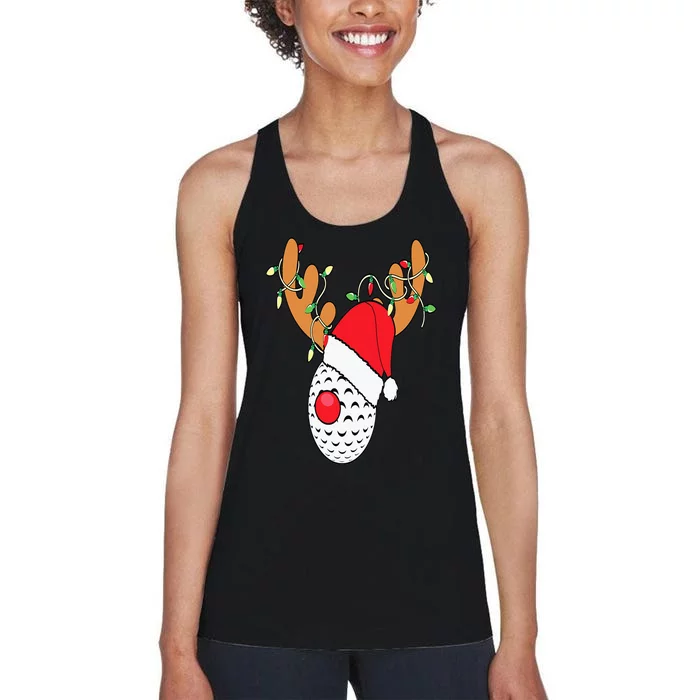 Reindeer Golf Funny Christmas Gifts Golf Clubs Women's Racerback Tank