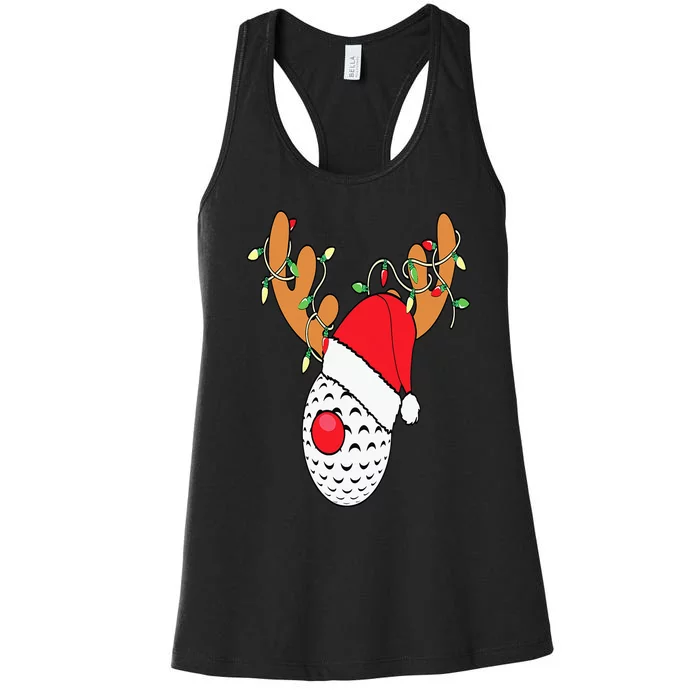 Reindeer Golf Funny Christmas Gifts Golf Clubs Women's Racerback Tank