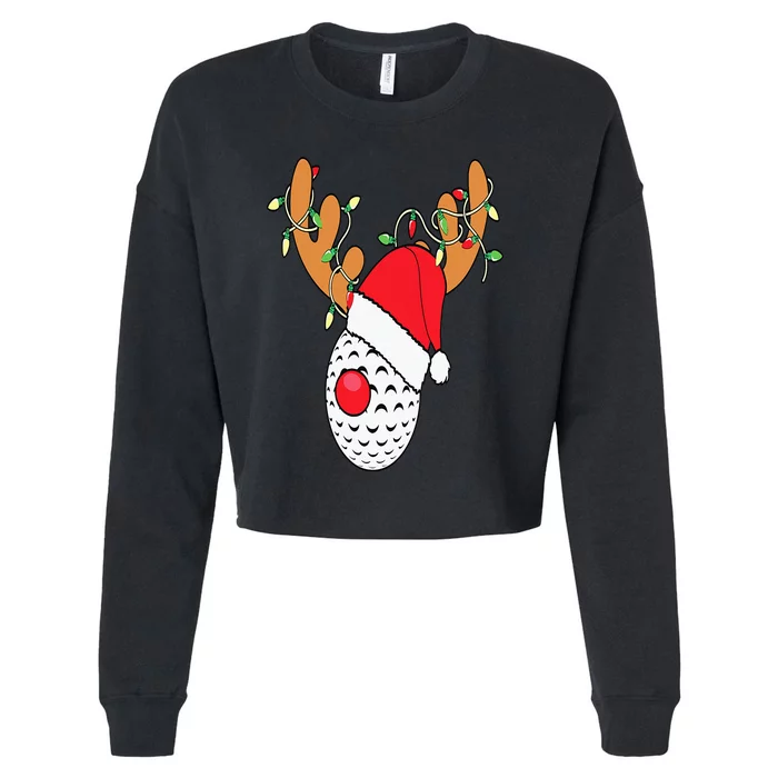 Reindeer Golf Funny Christmas Gifts Golf Clubs Cropped Pullover Crew