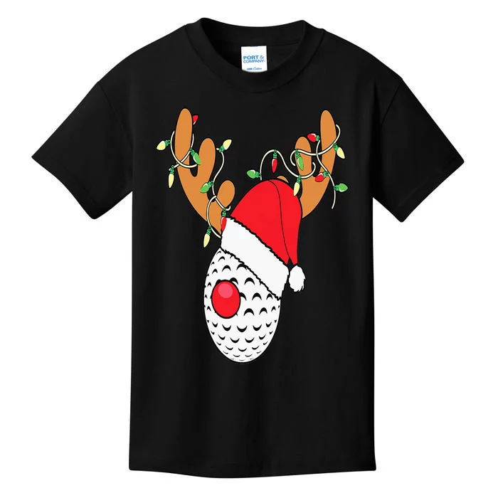 Reindeer Golf Funny Christmas Gifts Golf Clubs Kids T-Shirt