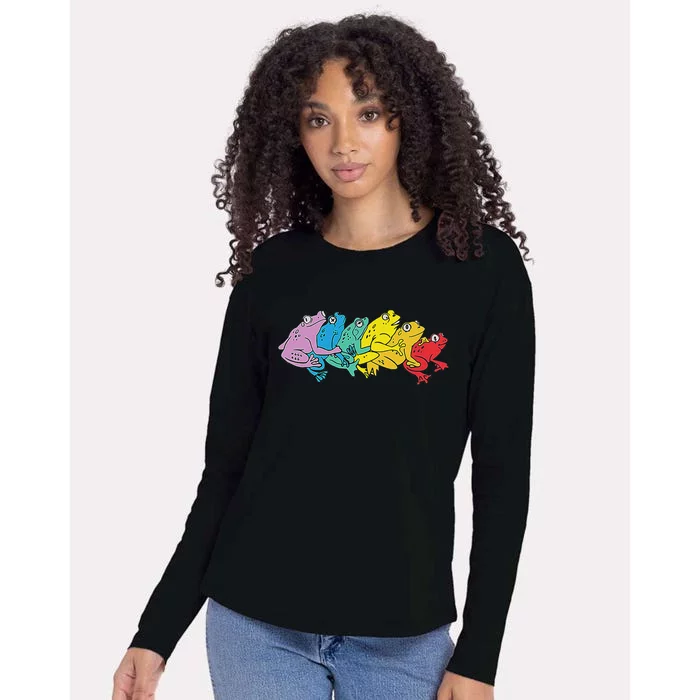 Rainbow Gay Frog Cute LGBTQ Womens Cotton Relaxed Long Sleeve T-Shirt