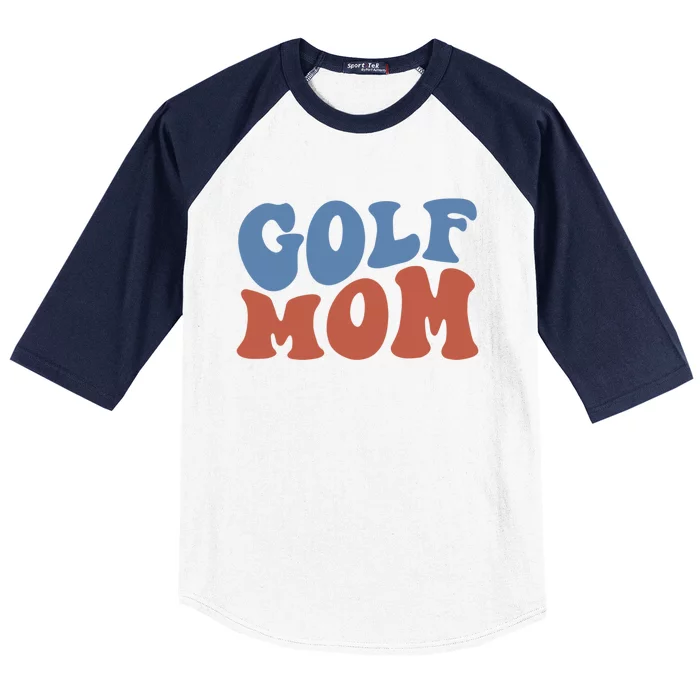 Retro Groovy Golf Mom Mothers Day 70s Boho Wavy Funny Gift Baseball Sleeve Shirt