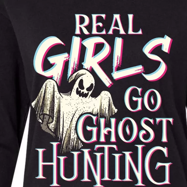 Real Girl Go Ghost Hunting Paranormal Halloween Activity Womens Cotton Relaxed Long Sleeve T-Shirt