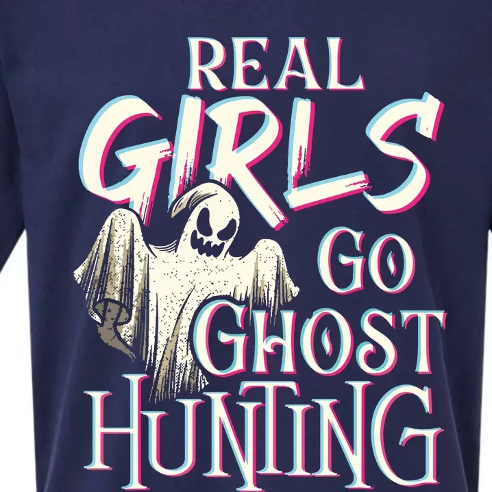 Real Girl Go Ghost Hunting Paranormal Halloween Activity Sueded Cloud Jersey T-Shirt