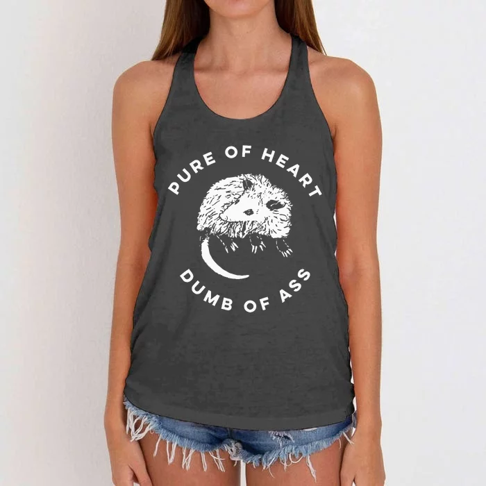 Raccoon Garbage Gang Funny Pure Of Heart Dumb Of Ass Women's Knotted Racerback Tank