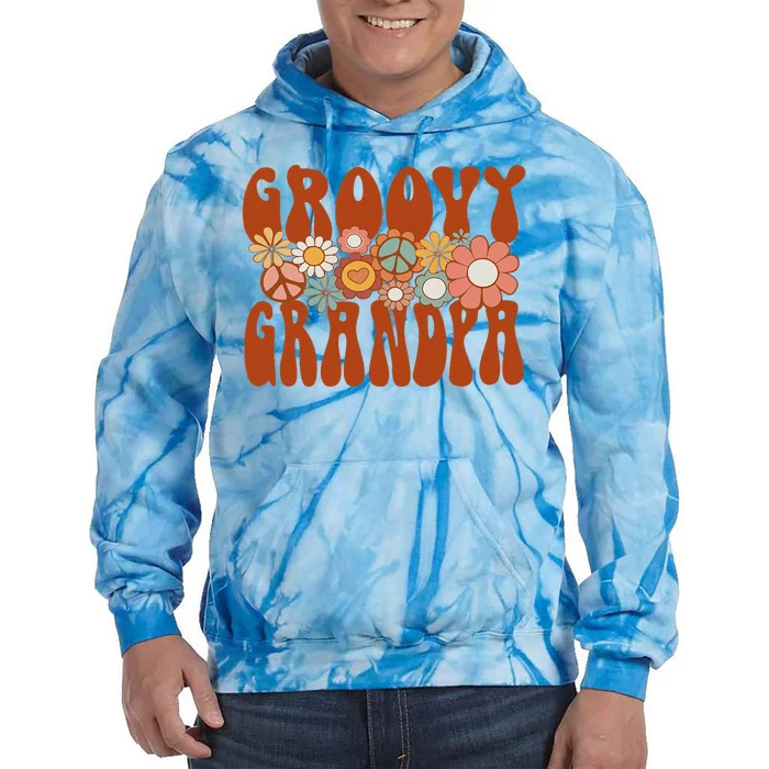 Retro Groovy Grandpa Matching Family 1st Birthday Party Tie Dye Hoodie