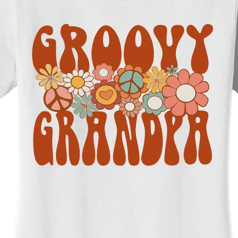 Retro Groovy Grandpa Matching Family 1st Birthday Party Women's T-Shirt