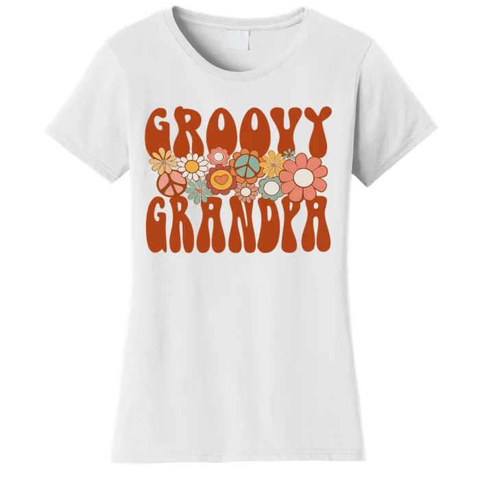 Retro Groovy Grandpa Matching Family 1st Birthday Party Women's T-Shirt