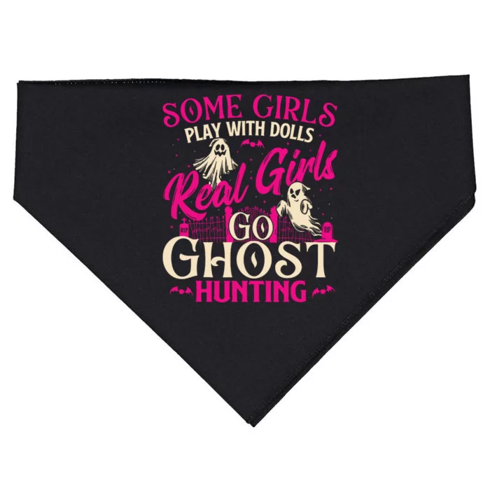 Real Girl Go Ghost Hunting Ghosts Paranormal Researcher USA-Made Doggie Bandana