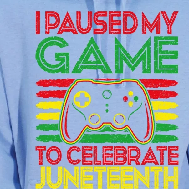 Retro Gaming Gamer I Paused My Game To Celebrate Juneteenth Funny Gift Unisex Surf Hoodie