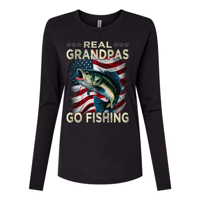 Real Grandpas Go Fishing Largemouth Bass Womens Cotton Relaxed Long Sleeve T-Shirt