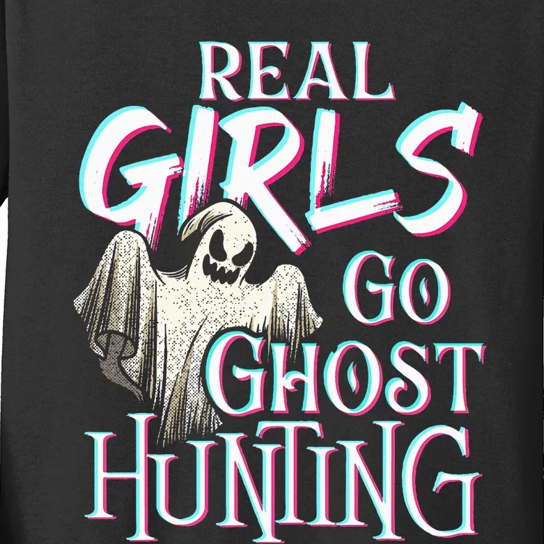 Real Go Ghost Hunting Paranormal Halloween Activity Kids Long Sleeve Shirt