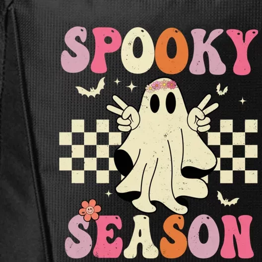 Retro Groovy Ghost Spooky Season Ghost Boo Halloween Costume Cute Gift City Backpack