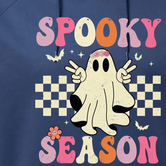 Retro Groovy Ghost Spooky Season Ghost Boo Halloween Costume Cute Gift Performance Fleece Hoodie