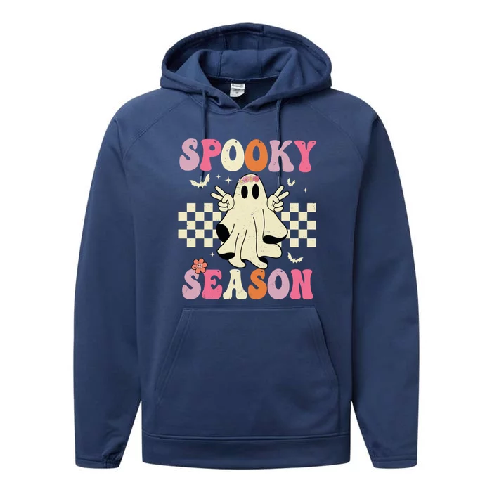 Retro Groovy Ghost Spooky Season Ghost Boo Halloween Costume Cute Gift Performance Fleece Hoodie