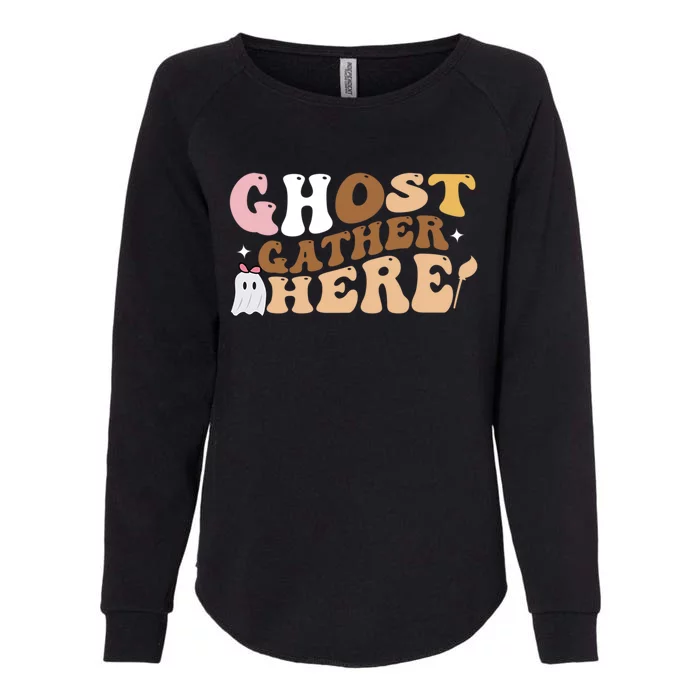 Retro Ghost Gather Here Print Gift Womens California Wash Sweatshirt