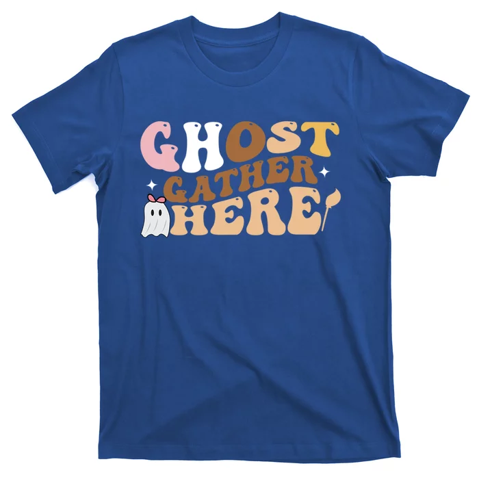 Retro Ghost Gather Here Print Gift T-Shirt