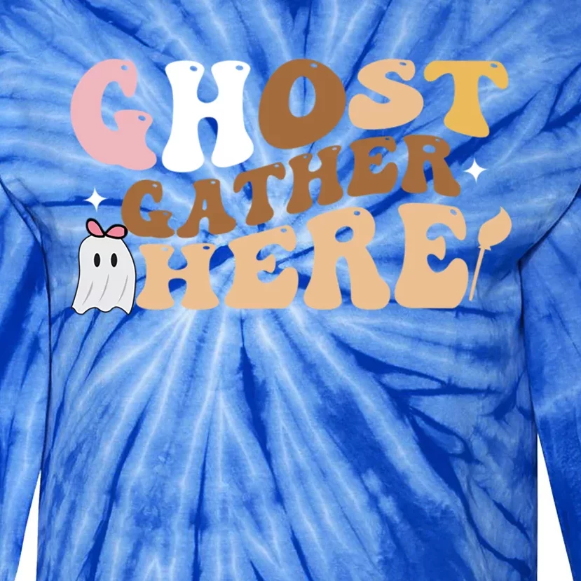 Retro Ghost Gather Here Print Gift Tie-Dye Long Sleeve Shirt