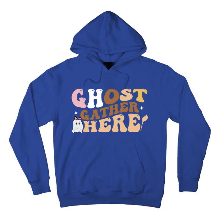 Retro Ghost Gather Here Print Gift Tall Hoodie