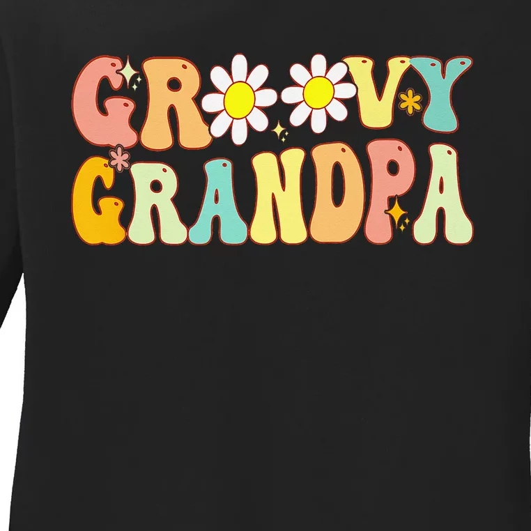 Retro Groovy Grandpa Birthday Matching Family Father's Day Ladies Long Sleeve Shirt