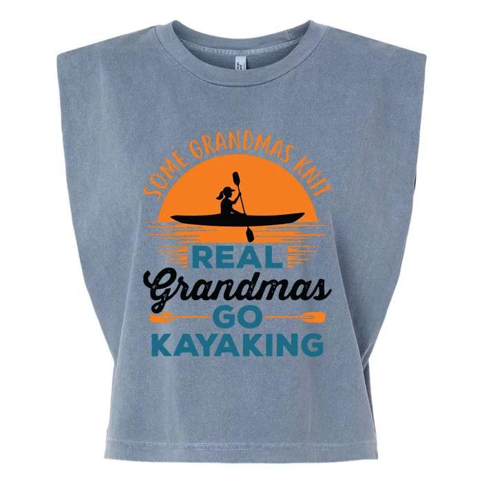 Real Grandmas Go Kayaking Yak Kayak Canoe Kayaker Garment-Dyed Women's Muscle Tee