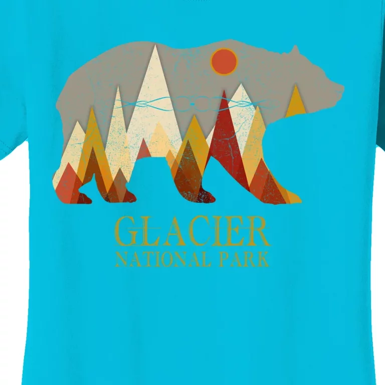 Retro Glacier Grizzly Bear Gift National Park Gift Women's T-Shirt