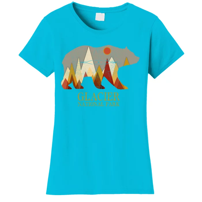 Retro Glacier Grizzly Bear Gift National Park Gift Women's T-Shirt