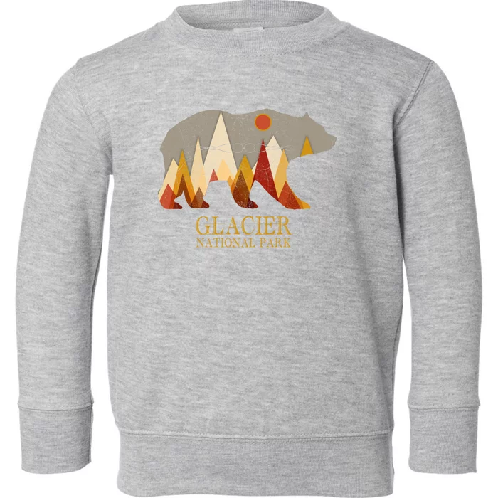 Retro Glacier Grizzly Bear Gift National Park Gift Toddler Sweatshirt