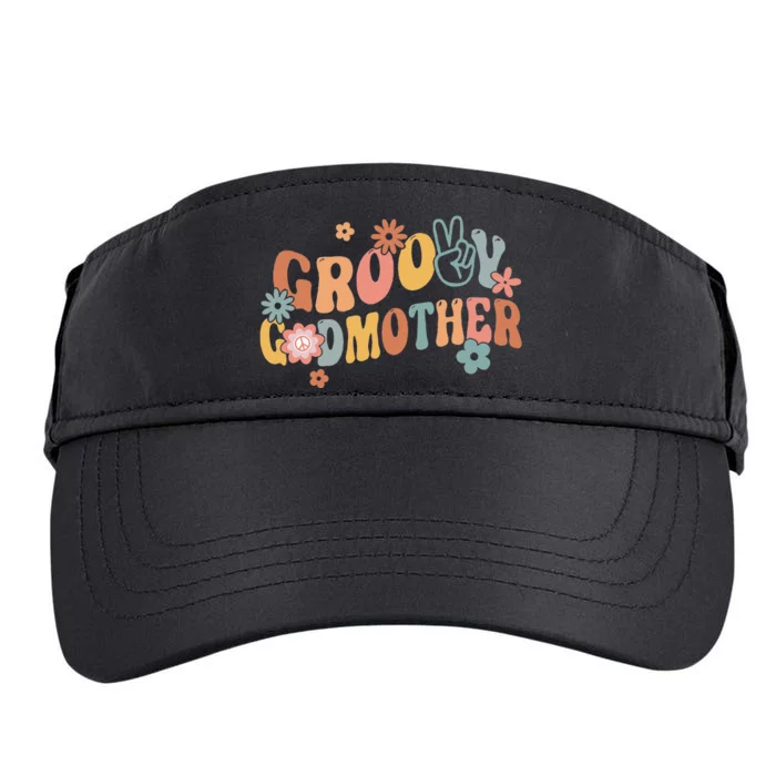 Retro Groovy Godmother Flower Hippie Family Groovy Vibes Adult Drive Performance Visor