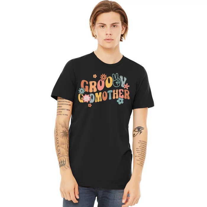 Retro Groovy Godmother Flower Hippie Family Groovy Vibes Premium T-Shirt