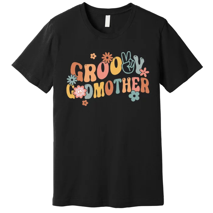 Retro Groovy Godmother Flower Hippie Family Groovy Vibes Premium T-Shirt