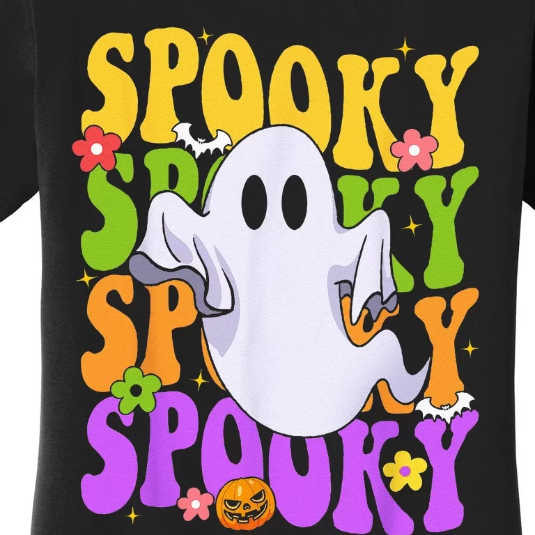 Retro Groovy Ghost Halloween Costume SPOOKY VIBES Women's T-Shirt