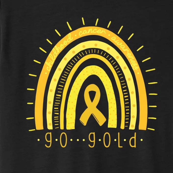 Rainbow Go Gold Childhood Cancer Gold Ribbon Cancer ChromaSoft Performance T-Shirt