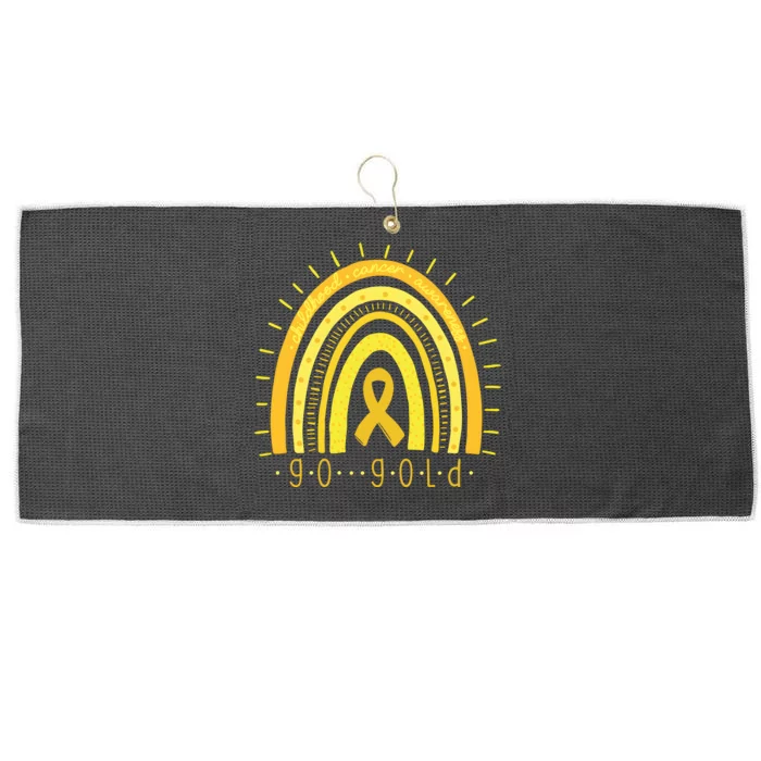 Rainbow Go Gold Childhood Cancer Gold Ribbon Cancer Large Microfiber Waffle Golf Towel