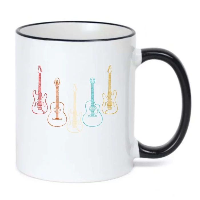 Retro Guitar Gift Black Color Changing Mug