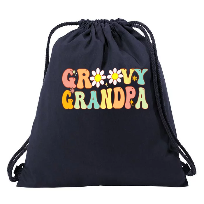 Retro Groovy Grandpa Birthday Matching Family Father's Day Drawstring Bag