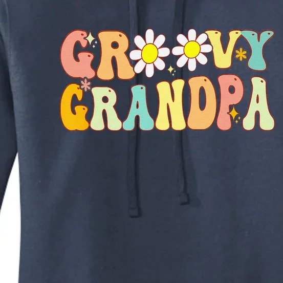 Retro Groovy Grandpa Birthday Matching Family Fathers Day Women's Pullover Hoodie