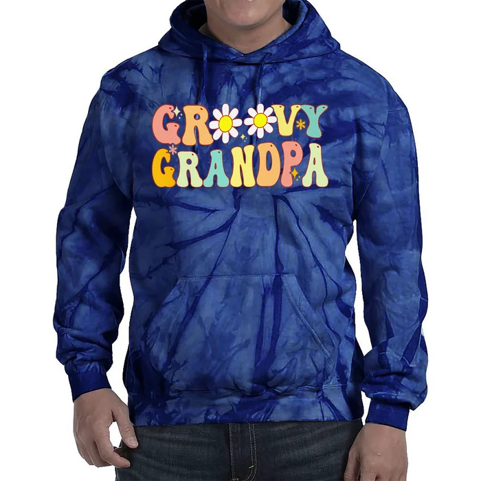 Retro Groovy Grandpa Birthday Matching Family Fathers Day Tie Dye Hoodie