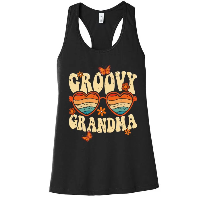 Retro Groovy Grandma 70s Aesthetic 1970's Mother's Day Women's Racerback Tank