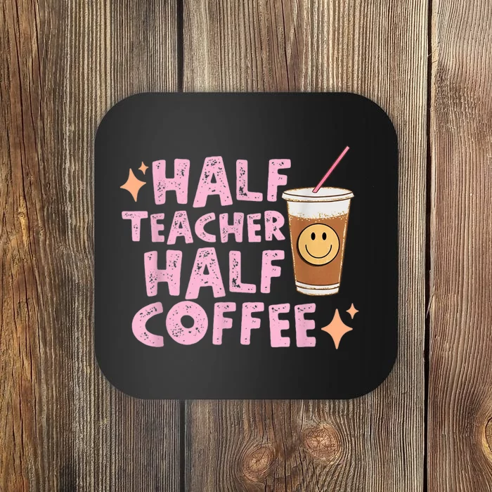 Retro Groovy Half Teacher Half Coffee Happy Teacher's Day Coaster