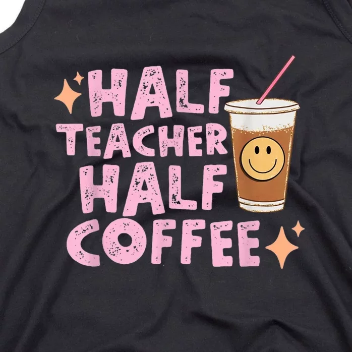 Retro Groovy Half Teacher Half Coffee Happy Teacher's Day Tank Top