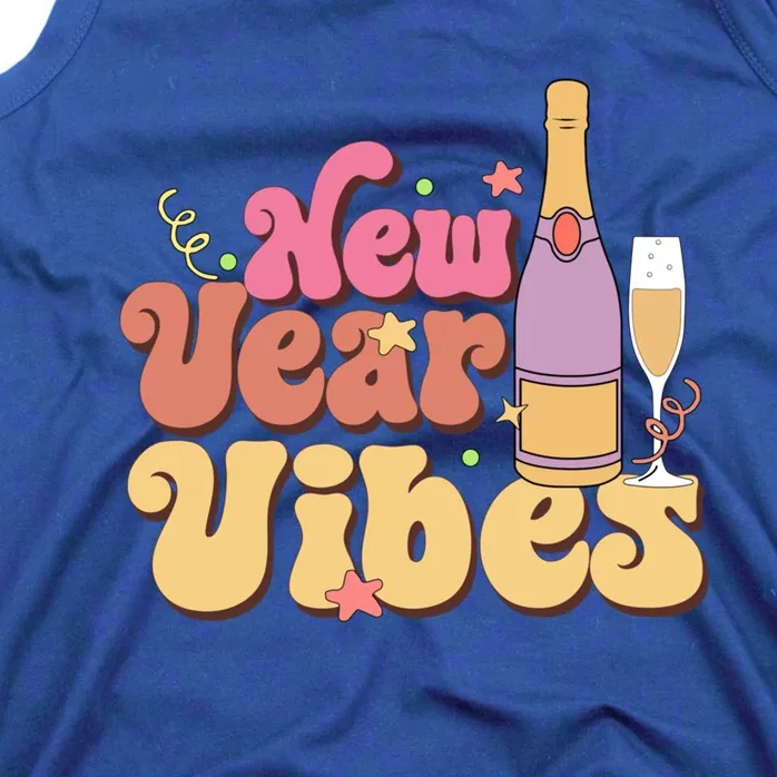 Retro Groovy Happy New Year Vibes Party Funny Hello 2024 Funny Gift Tank Top