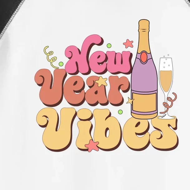 Retro Groovy Happy New Year Vibes Party Funny Hello 2024 Funny Gift Toddler Fine Jersey T-Shirt